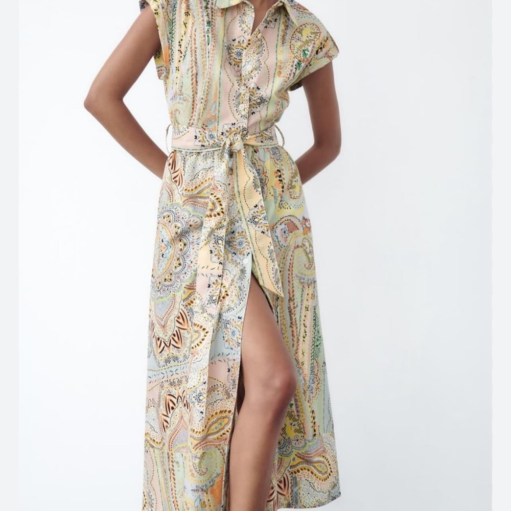 Zara Pastel Paisley Midi Dress - Picture 3 of 9